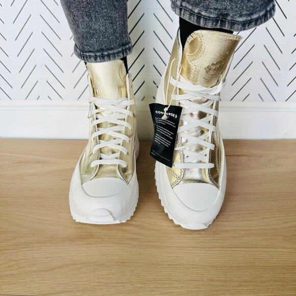 ❤️CONVERSE RUN STAR HIKE HI 7 Women GOLD PLATFORM Sneaker Boot Western A10333C❤️ - Picture 5 of 13
